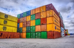 stacks of shipping containers
